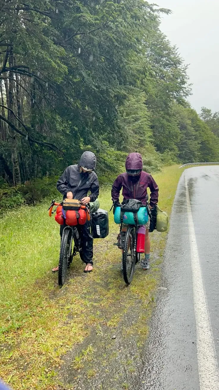 Cyclists on a mountain road formation